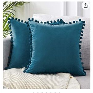 Topfinel Throw Pillow covers velvet with Pom poms
